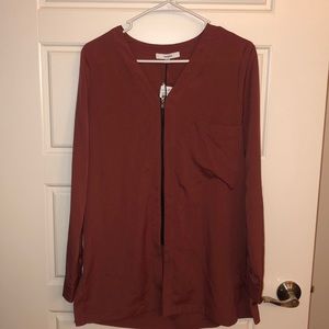 Rust long sleeve blouse